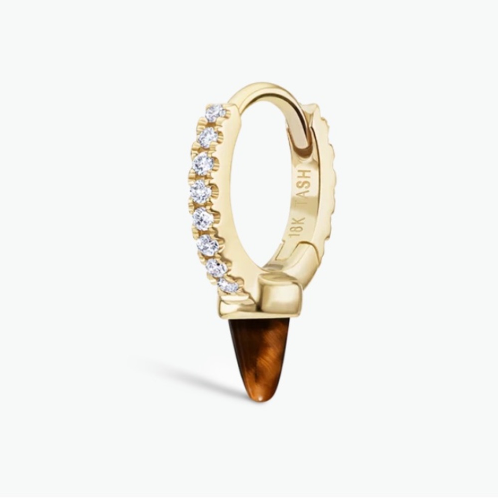 Maria Tash Tigers eye short spike diamond hoop earring
